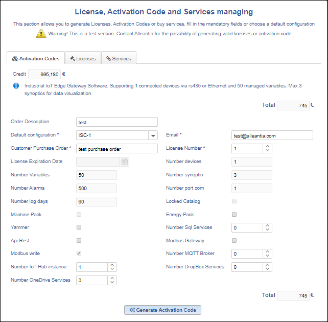 Activatiion Codes